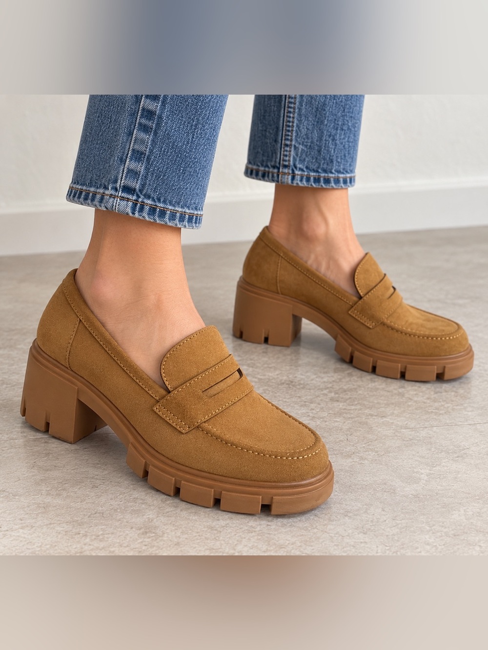 ME TOO CAMEL TAN CHUNKY LOAFERS